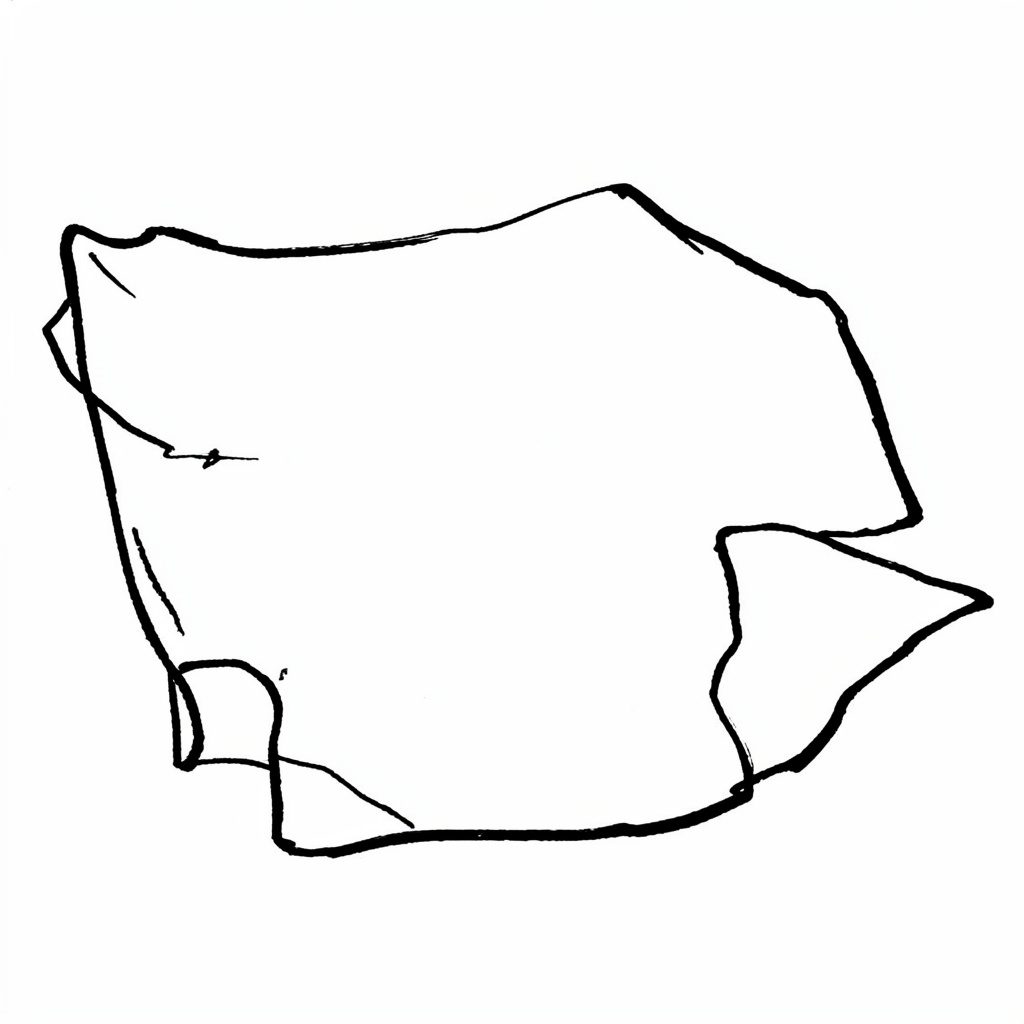 Hand-drawn ink illustration of a softly rendered map study in warm sepia and muted grey washes, minimal line work on an off-white field, gentle and editorial mood
